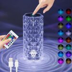 Lampe de table led homefire en cristal - lampe de chevet tactile � intensit� variable rose 16 couleurs ...