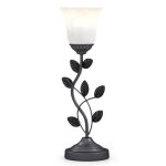 Lampe de table led r�tro costway - abat - jour en verre tulipefeuilles en m�tal - e27 60w - interrupteur ...