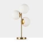 Lampe de table en m�tal dor� avec trois boules en verre blanc kavala - 3 * e27 �15cm