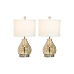 Lampes de table - muvoe - set de 2 - e27 40w - verre et lin - ambre et blanc - �30 x 56h cm