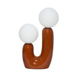 Lampe de table organique céramique terracotta et verre blanc h 31cm - deva Lampe de table organique céramique terracotta et verre blanc h 31cm - deva