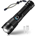 Lampe torche led - ultra puissante - 4300 lumens - usb rechargeable - 5 modes - �tanche - noir