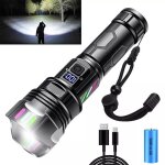 Lampe torche led ultra puissante 90000 lumens rechargeable tactique militaire ip67 zoomable 5 modes pour ...