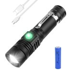 Lampe torche rechargeable usb lampe de poche led 3 modes anti - choc �tanche et zoomable avec 1 piles ...