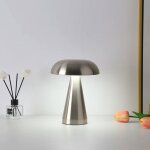 Lampe veilleuse champignon intensit� variable tactile rechargeable - argent