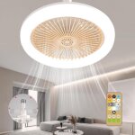 Lampe ventilateur plafond luminaire plafonnier fan - e27 lustre silencieux avec t�l�commande - dimmable ...