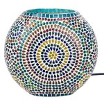 Lampe en verre mosaque ronde  poser dcoration lumire dambiance 25x23cm
