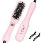 Landot mini brosse lissante 2 en 1 fer � lisser & brosse compacte pour voyages cheveux courts � mi - ...