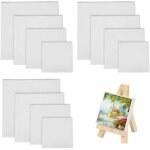 Lanmok 12 pcs panneaux de toile  peindre chssis entoil pour toile line carrpour dessin support  ...