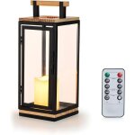 Lanterne bois bougie int�rieur - 34cm haut bougie pilier led suspendu noir bois pour salon lampion de ...