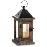 Lanterne bougie bois exterieur 28cm lanterne decorative bougeoir vintagetable maison jardin deco marron ...