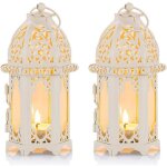 Lanterne à bougie marocaine 2 petits photophores avec panneaux en verre transparent idéale pour terrasse ... Lanterne à bougie marocaine 2 petits photophores avec panneaux en verre transparent idéale pour terrasse ...