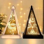 Lanternes d�coratives ramadan led - nikcorp - 2 pi�ces - noir et blanc - design conique - ambiance spirituelle ...
