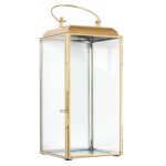 Lanterne d�corative en verre avec contour en m�tal dor� (h30cm)