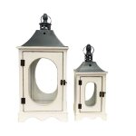 Lanternes jardin extérieur à poser bougie ancienne bois blanc 56 - 36cm Lanternes jardin extérieur à poser bougie ancienne bois blanc 56 - 36cm