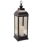 Lanterne led - atmosphera - antique - noir - h71 cm - verre et abs