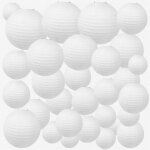 Lanternes papier blanc 30 pcs ronde 10 - 30cm 6 pi�ces / taille lampion suspendue diy mariage anniversaire ...