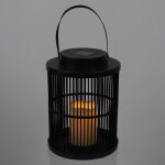 Lanterne solaire - home deco factory - effet bougie - noir - h25 x l18 x p18 cm