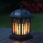 Lanterne solaire noire avec bougie led et effet scintillant dapparence trompeuse