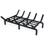 Laoa porte - bches solide hxlxp 54131cm bois de chemine grill support pieds noir