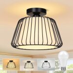 Lapamax plafonnier moderne avec abat - jour en tissu blanc et cadre m�tallique noir �30cm e27 lustre ...