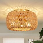Lapamax plafonnier en rotin � 3 lumi�res de style boho lampe de plafond vintage avec abat - jour pour ...