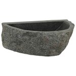 Lavabo en pierre de rivi�re - vidaxl - gris - 37x30x12 cm - demi - elliptique - int�rieur et ext�rieur ...