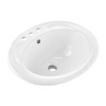 Lavabo de salle de bain semi - encastr� - vevor - vasque ovale en c�ramique blanche - 485 x 425 mm - ...