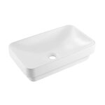 Lavabo de salle de bain semi - encastr� - vevor - vasque rectangulaire en c�ramique blanche - 490 x 305 ...