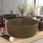 Lavabo - vasque  poser de luxe avec trop - plein crme mat 36x13 cm cramique