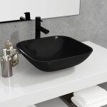 Lavabo - vasque à poser verre 42x42x14 cm noir Lavabo - vasque à poser verre 42x42x14 cm noir
