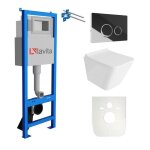 Lavita lav 101 el�ment b�ti - support pour wc 40cm + wc suspendu lago blanc sans rebord + plaque de commande ...