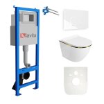 Lavita lav 101 el�ment b�ti - support pour wc 40cm + wc suspendu sofi slim gold line sans rebord + plaque ...