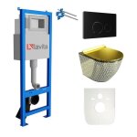 Lavita lav101 el�ment b�ti - support pour wc 40cm + wc sofi slim golden never die sans rebord + plaque ...