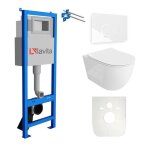 Lavita lav101 el�ment b�ti - support pour wc 40cm + wc suspendu sinto grande blanc sans rebord + plaque ...