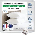 Lazy bear home protge oreiller 40x60 cm lot de 2 protection impermable surface coton jersey doux marque ...