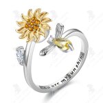 Lcc bague ouverture rglable bague de luxe lgre temperament forme de tournesol rotative bague ciel ...