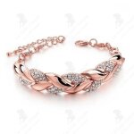 Bracelet femme - lcc - bracelet feuille - plaqu or rose - alliage - accessoire de mariage