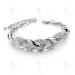 Lcc bracelet femme bracelet feuille plaqu argent bracelet diamant femme cadeau fte des mres mode europenne ...
