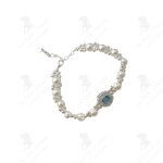 Lcc bracelet de perles dargent aigue - marine de luxe l�ger fran�ais en perles dimitation en argent sterling ...