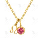 Lcc collier constellation juillet or avec zircon rose collier avec pierre de naissance pendentif bijoux ...