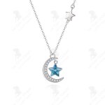 Lcc� collier de cristal en argent 925 l�ger collier de niche luxueux collier pendentif �toile de lune ...
