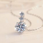 Lcc® collier femme s925 argent sterling pendentif moissanite collier femme classique flocon de neige ... Lcc® collier femme s925 argent sterling pendentif moissanite collier femme classique flocon de neige ...