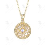 Lcc collier femme s925 argent sterling plaqu or lumire luxe nacre blanche pierre de lune pendentif ...