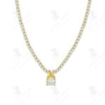 Lcc collier avec pendentif en diamant simple chane en pierre blanche micro - set titane acier plaqu ...