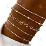 Lcc ensemble de bracelet 5pcs en alliage ensemble de bijoux simple et lgant pour femmes et filles cadeaux ...