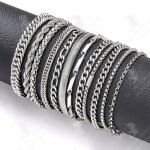 Lcc ensemble de bracelet en cha�ne pour homme 12pcs argent bracelet homme en acier inoxydable accessoires ...