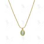 Lcc pendentif ovale en pierre de loeil de chat collier en acier titane femmes pendentif chane de clavicule ...