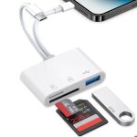 Lecteur de carte sd pour phone 3 en 3 avec emplacements pour carte micro sd et sd usb c & lightnin & ...
