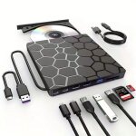 Lecteur cd / dvd externe pour ordinateur portable 8 en 1 usb 3. 0 ultra - mince portable graveur de cd ...